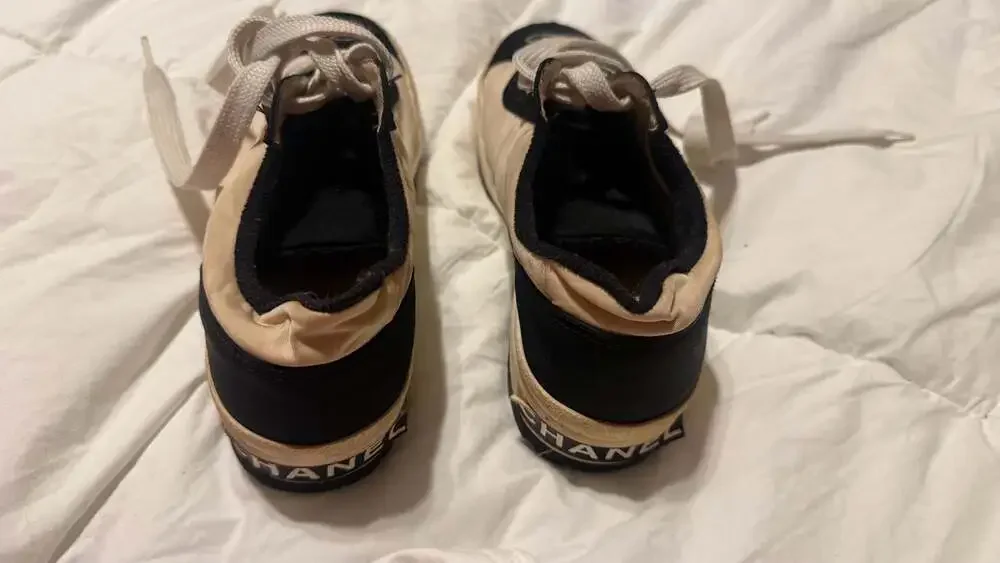 Chanel Vintage Nylon Platform Sneakers with Interlocking CC Logo